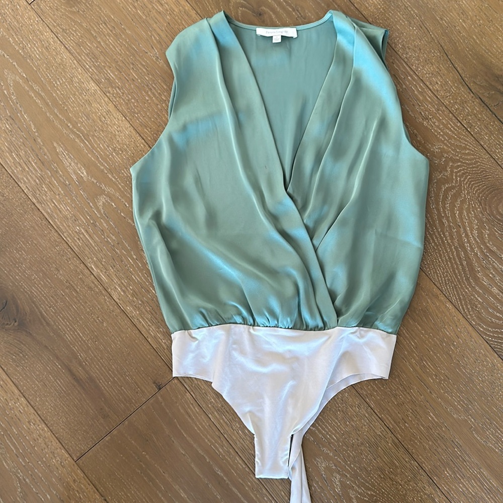 Favorite daughter sleeveless wrap bodysuit 
Sage green